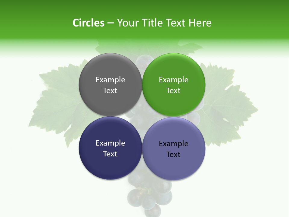 Blue Grape Cluster With Leaves PowerPoint Template