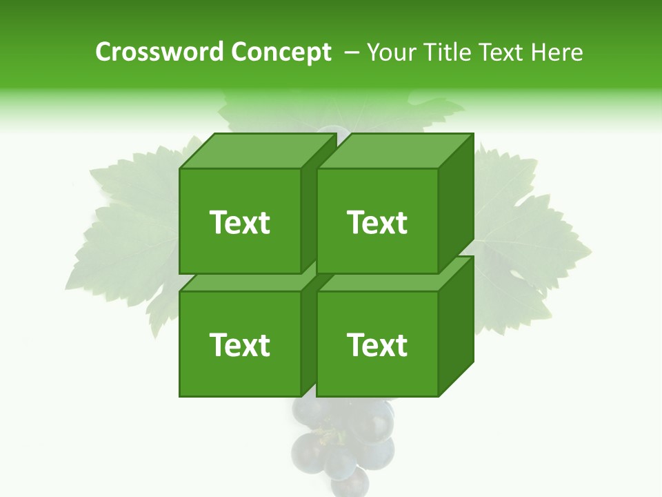 Blue Grape Cluster With Leaves PowerPoint Template