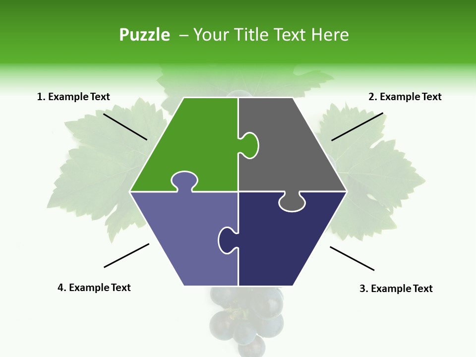 Blue Grape Cluster With Leaves PowerPoint Template