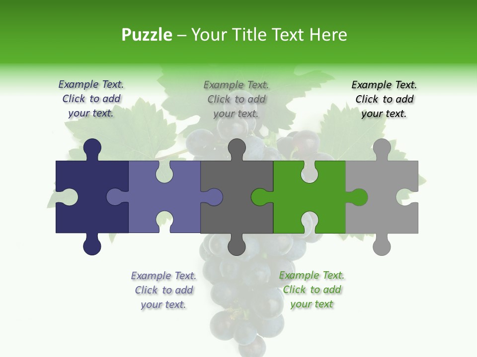 Blue Grape Cluster With Leaves PowerPoint Template