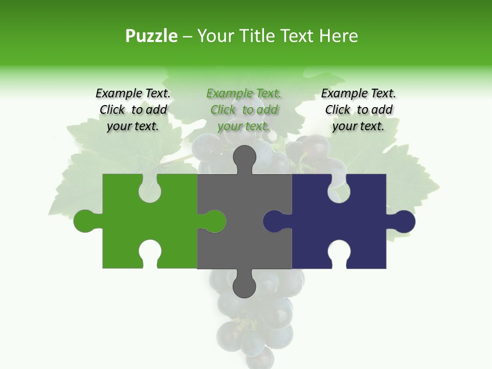 Blue Grape Cluster With Leaves PowerPoint Template