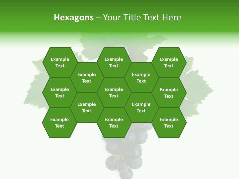 Blue Grape Cluster With Leaves PowerPoint Template