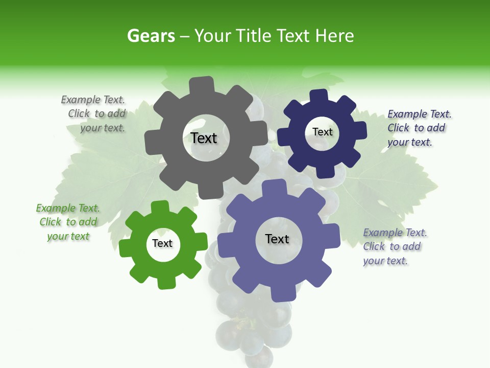 Blue Grape Cluster With Leaves PowerPoint Template