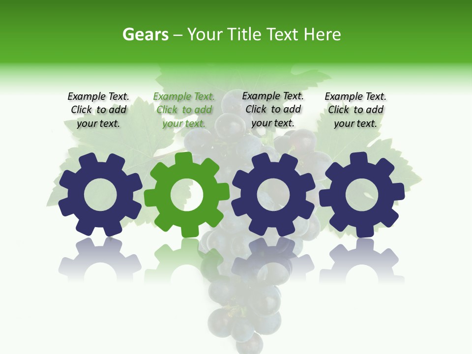 Blue Grape Cluster With Leaves PowerPoint Template