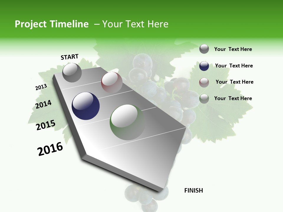 Blue Grape Cluster With Leaves PowerPoint Template