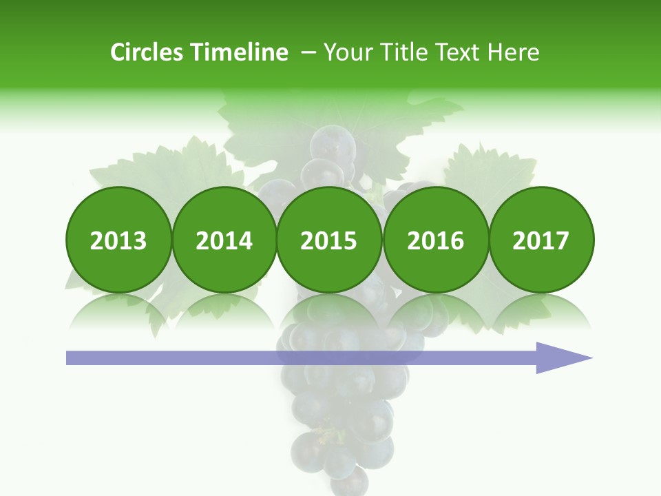 Blue Grape Cluster With Leaves PowerPoint Template