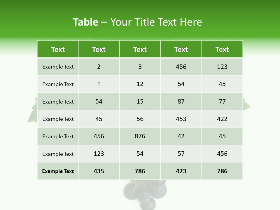 Blue Grape Cluster With Leaves PowerPoint Template