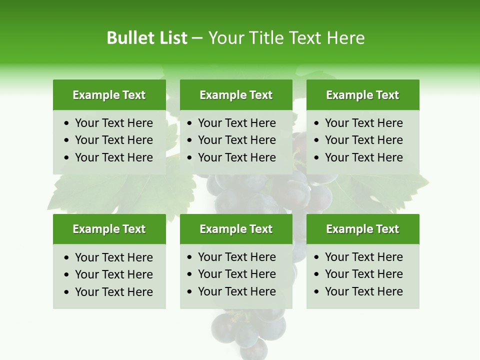 Blue Grape Cluster With Leaves PowerPoint Template