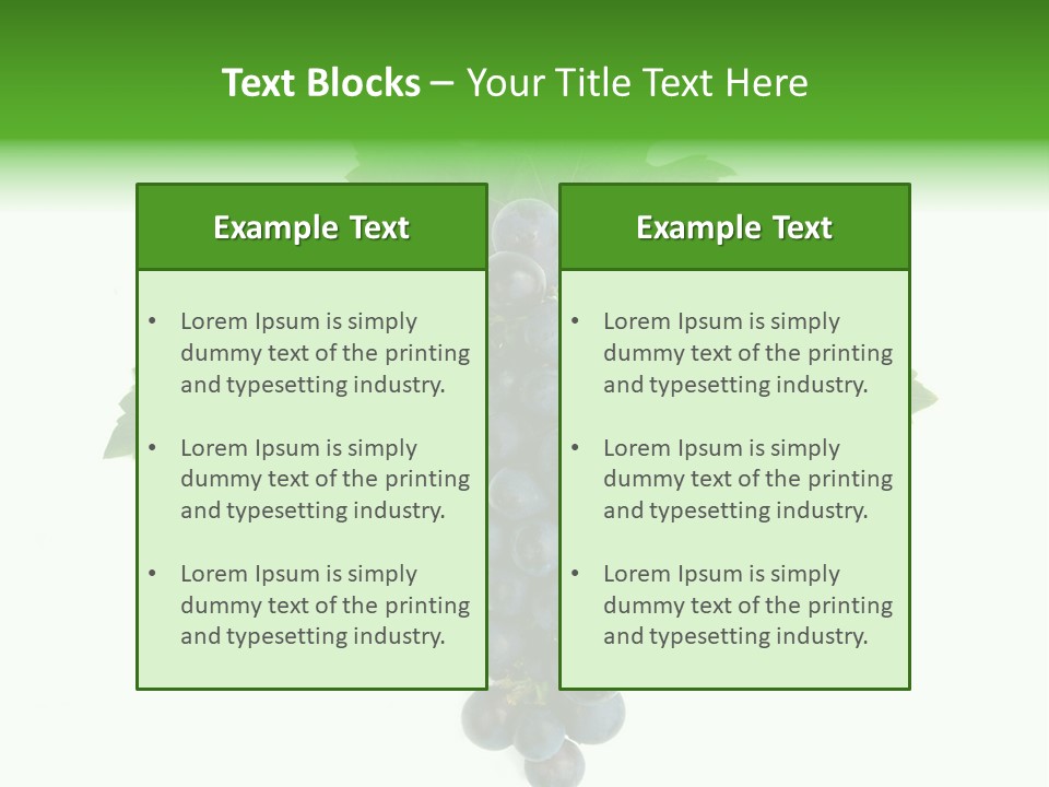 Blue Grape Cluster With Leaves PowerPoint Template