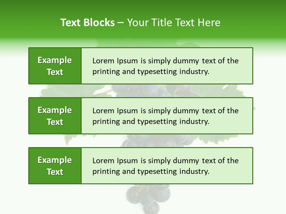 Blue Grape Cluster With Leaves PowerPoint Template