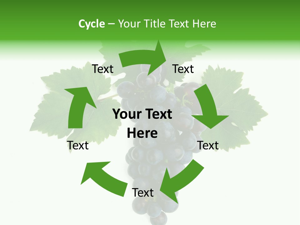 Blue Grape Cluster With Leaves PowerPoint Template