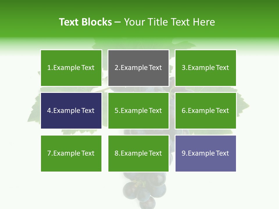 Blue Grape Cluster With Leaves PowerPoint Template