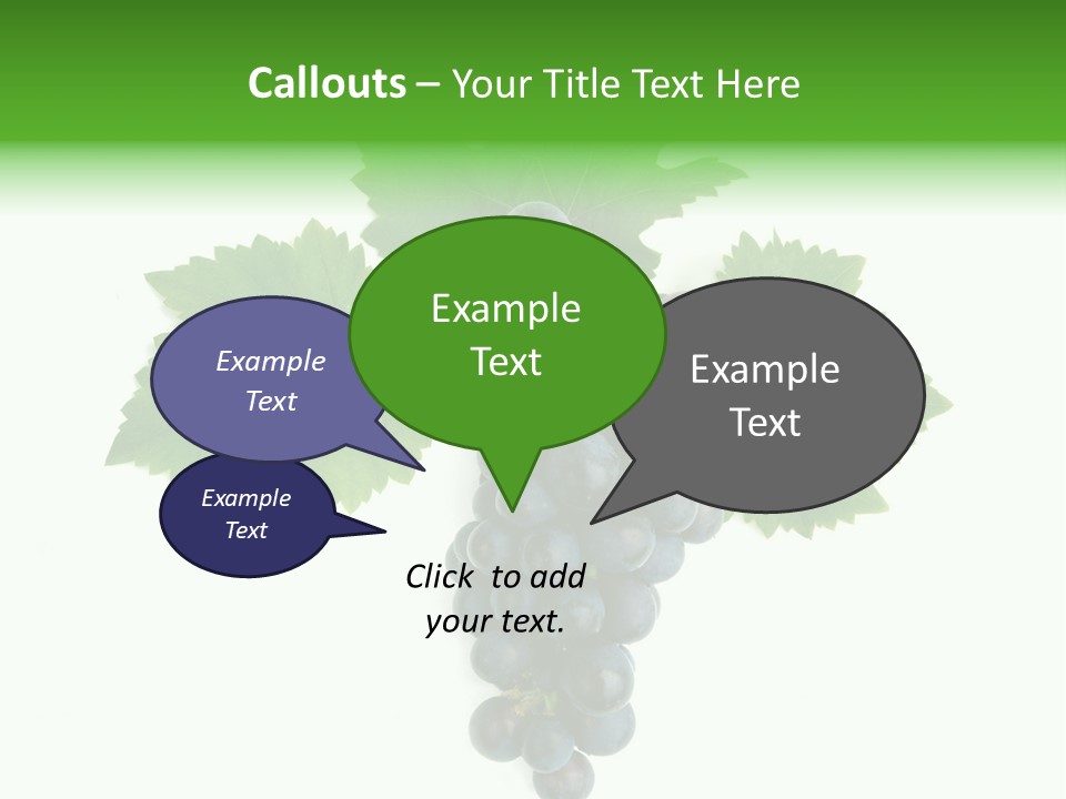 Blue Grape Cluster With Leaves PowerPoint Template