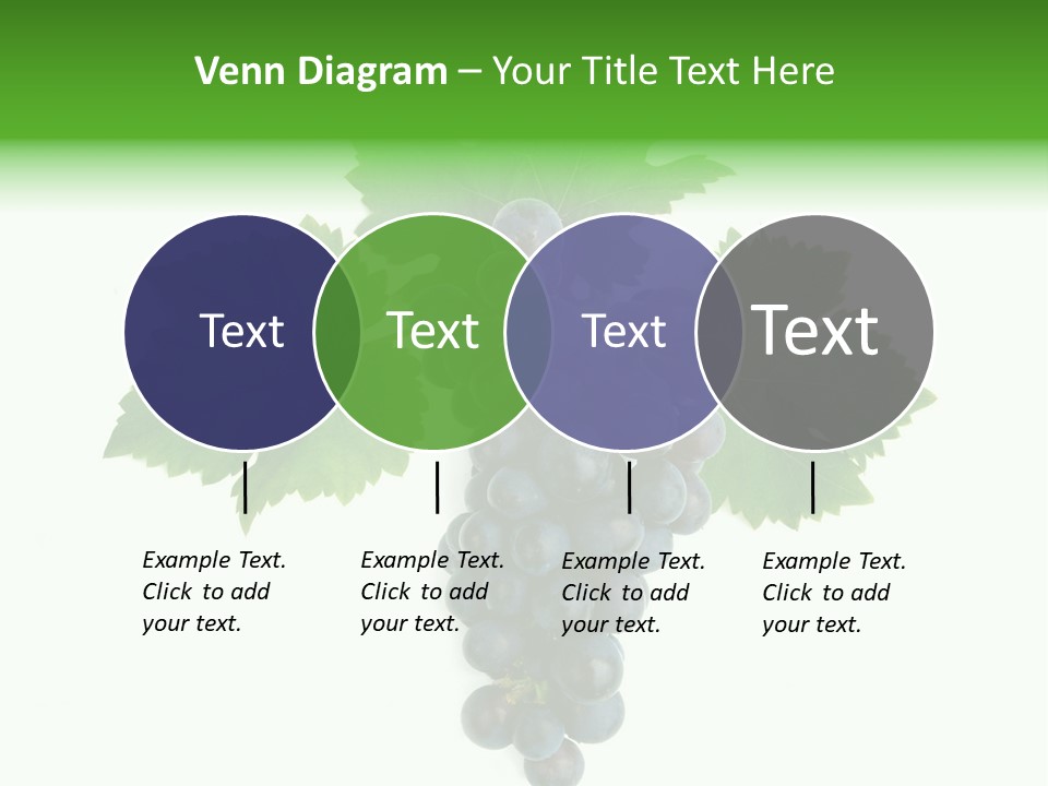 Blue Grape Cluster With Leaves PowerPoint Template