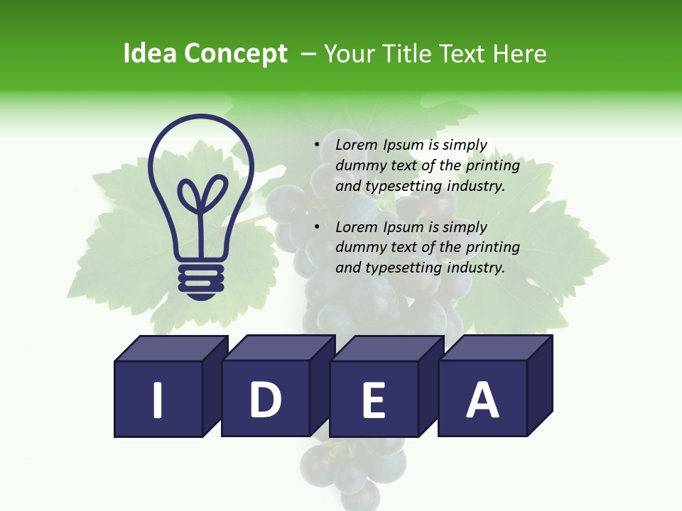 Blue Grape Cluster With Leaves PowerPoint Template