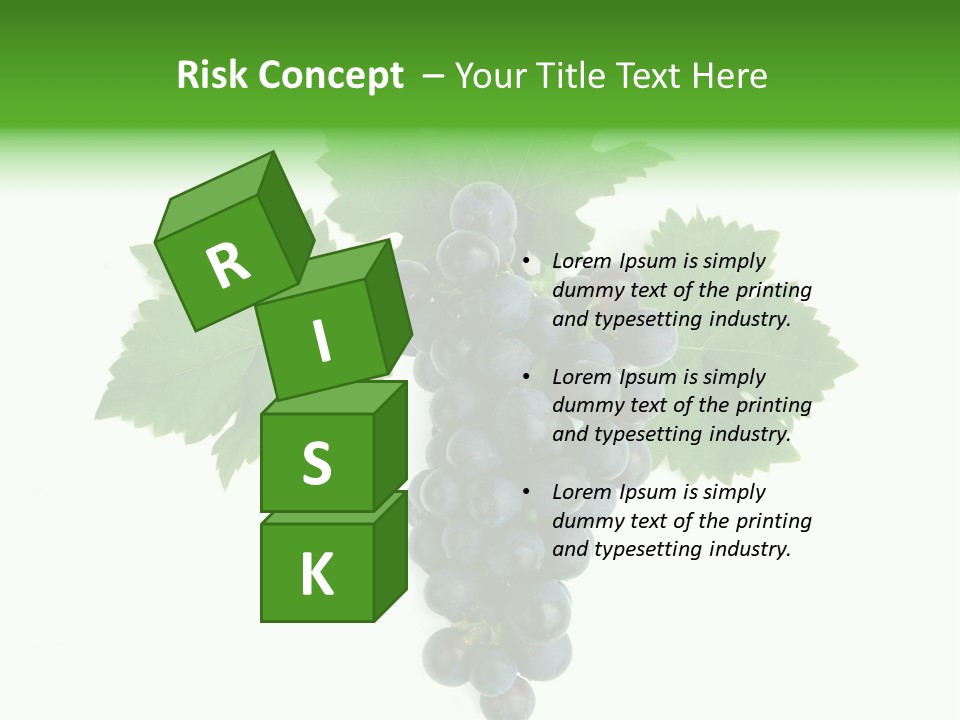 Blue Grape Cluster With Leaves PowerPoint Template