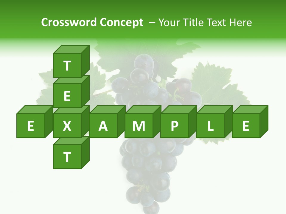 Blue Grape Cluster With Leaves PowerPoint Template