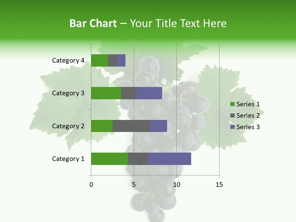 Blue Grape Cluster With Leaves PowerPoint Template