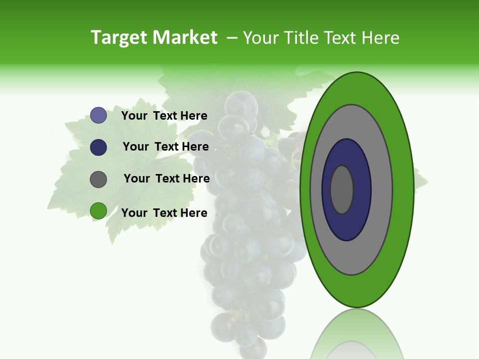 Blue Grape Cluster With Leaves PowerPoint Template