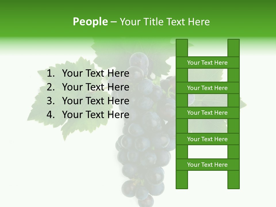 Blue Grape Cluster With Leaves PowerPoint Template