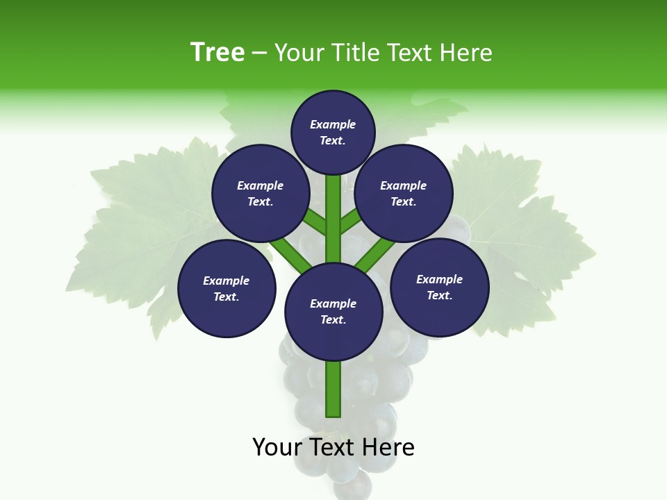 Blue Grape Cluster With Leaves PowerPoint Template