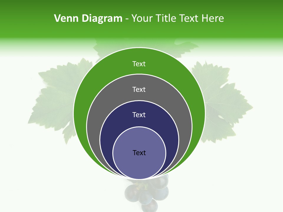 Blue Grape Cluster With Leaves PowerPoint Template