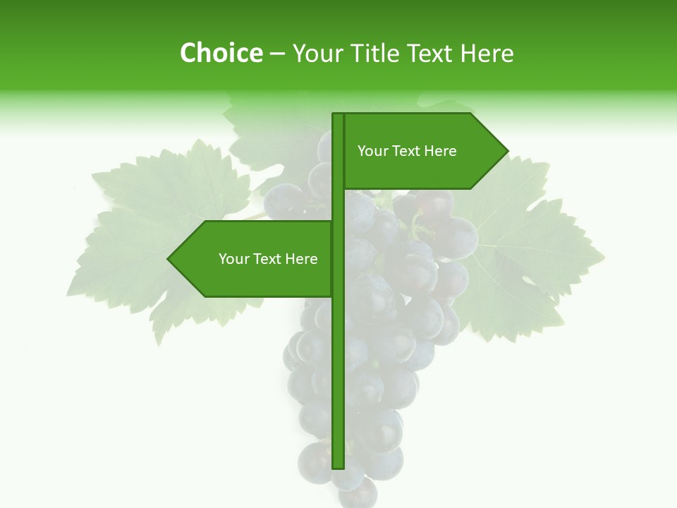Blue Grape Cluster With Leaves PowerPoint Template