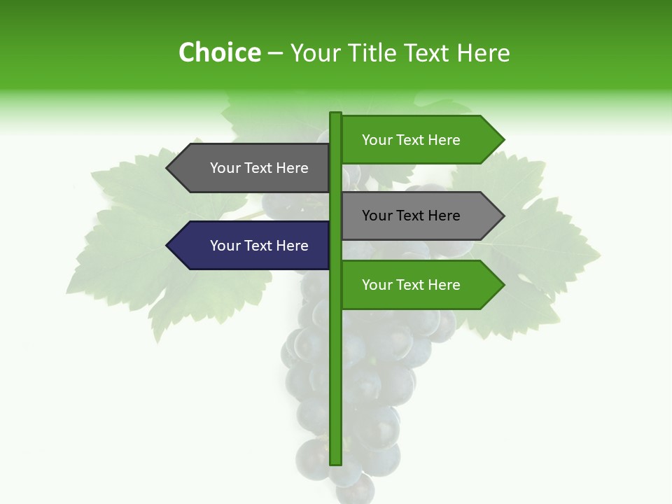 Blue Grape Cluster With Leaves PowerPoint Template