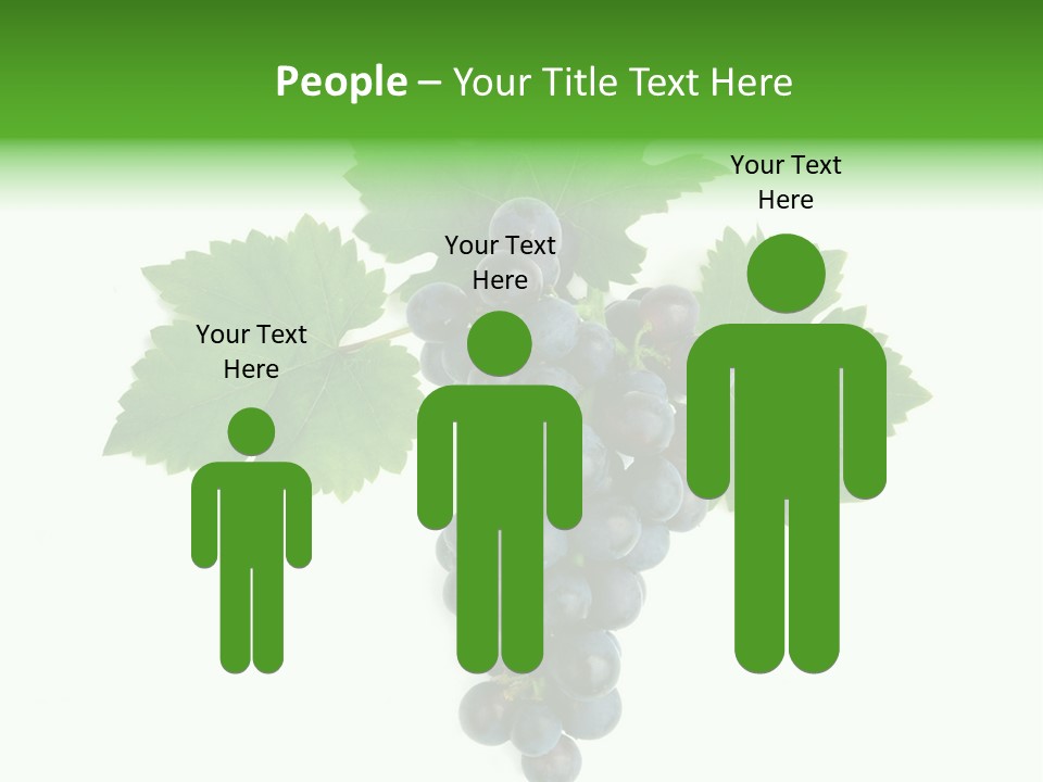 Blue Grape Cluster With Leaves PowerPoint Template