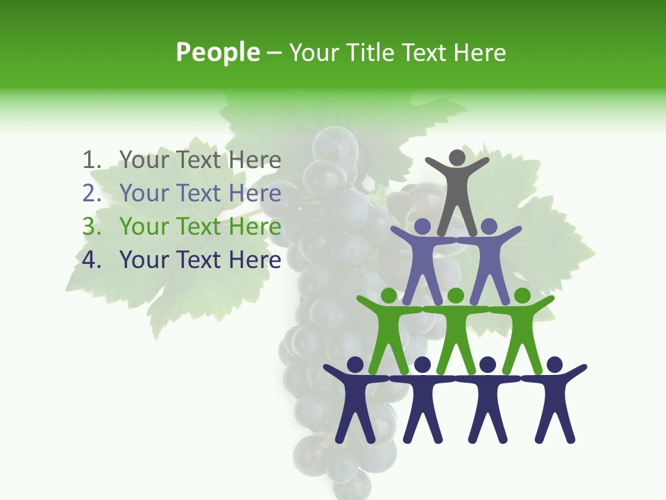 Blue Grape Cluster With Leaves PowerPoint Template