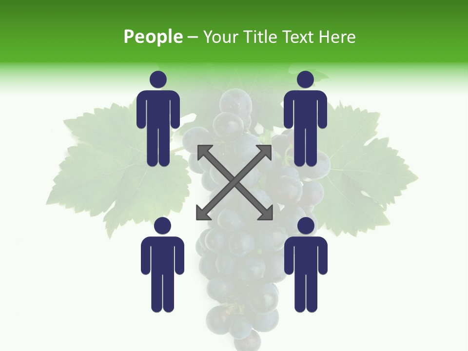 Blue Grape Cluster With Leaves PowerPoint Template