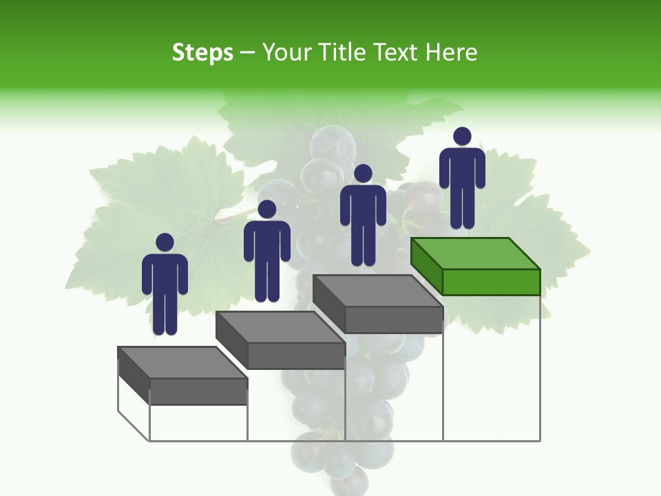 Blue Grape Cluster With Leaves PowerPoint Template