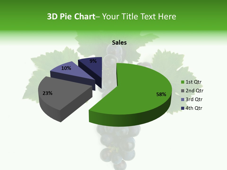 Blue Grape Cluster With Leaves PowerPoint Template