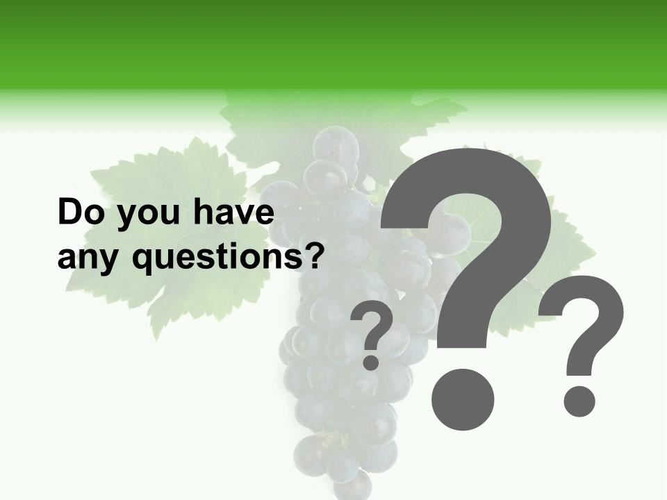 Blue Grape Cluster With Leaves PowerPoint Template