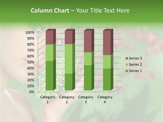 Beautiful Young Woman With Green Chrysanthemum On Floral Green Background As Part Of Spa And Health Setting. PowerPoint Template