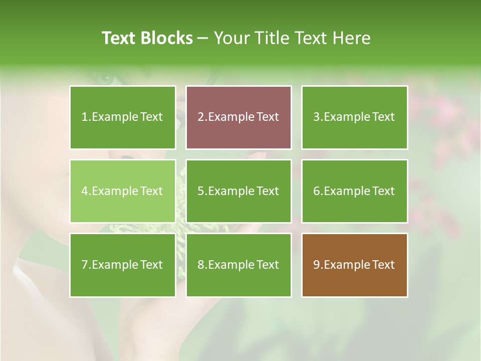 Beautiful Young Woman With Green Chrysanthemum On Floral Green Background As Part Of Spa And Health Setting. PowerPoint Template