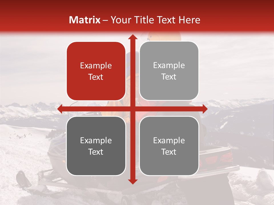 Man And Woman Riding On Snowmobile In Snowy Mountainous Terrain. PowerPoint Template