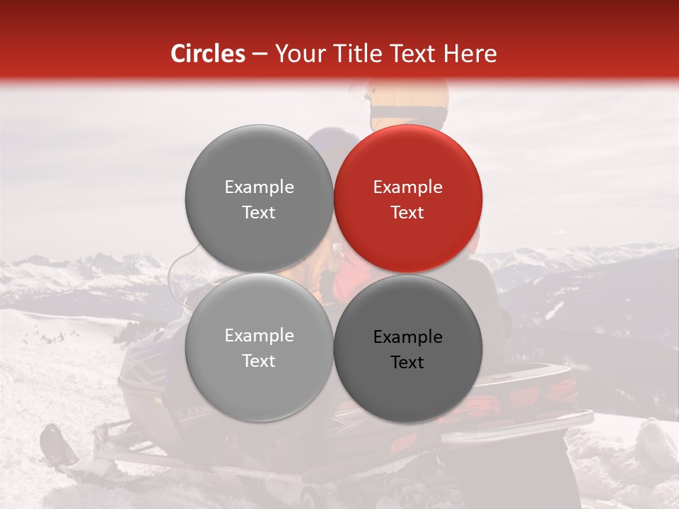 Man And Woman Riding On Snowmobile In Snowy Mountainous Terrain. PowerPoint Template