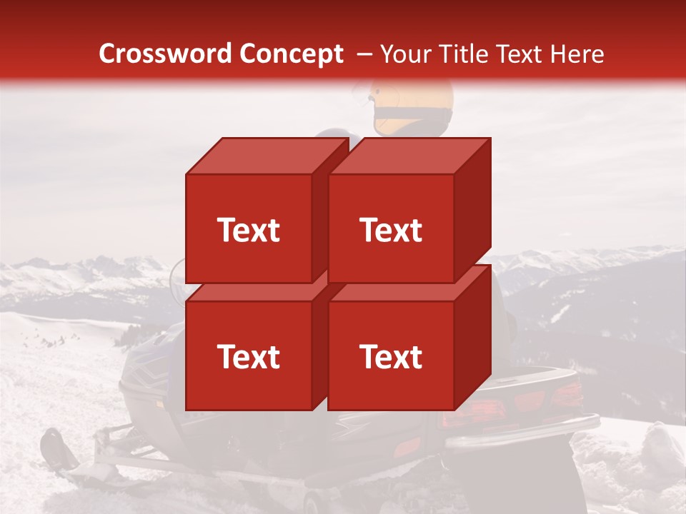 Man And Woman Riding On Snowmobile In Snowy Mountainous Terrain. PowerPoint Template