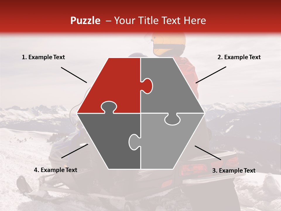 Man And Woman Riding On Snowmobile In Snowy Mountainous Terrain. PowerPoint Template