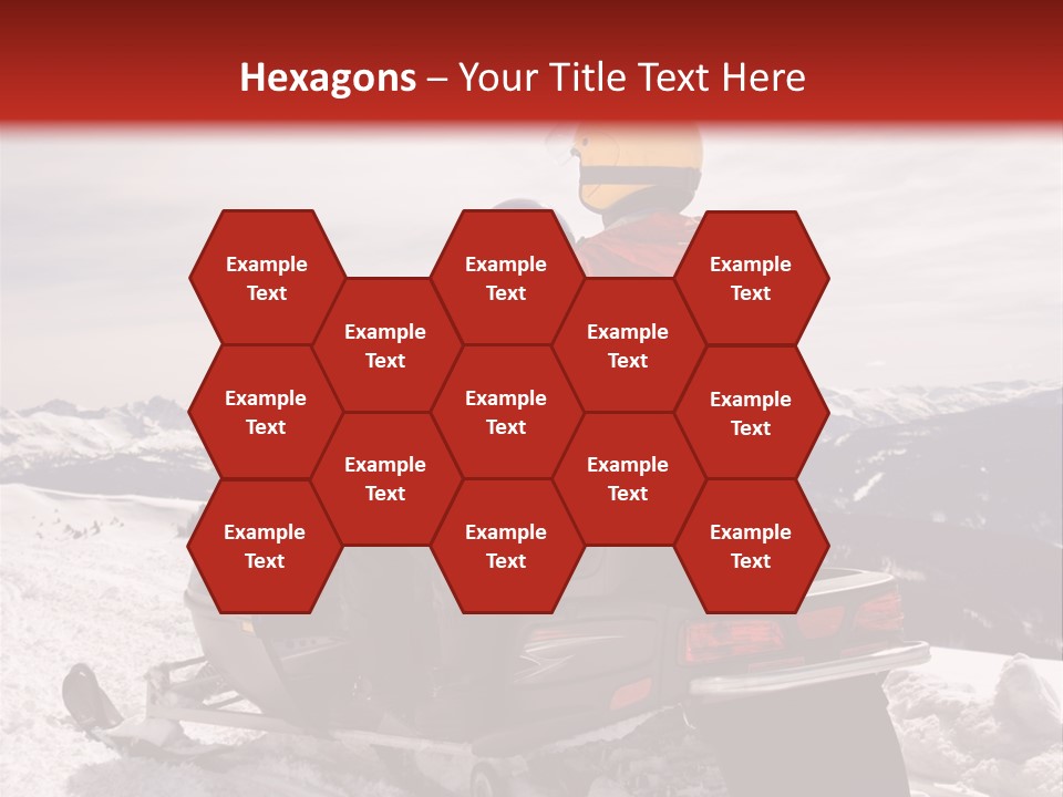 Man And Woman Riding On Snowmobile In Snowy Mountainous Terrain. PowerPoint Template