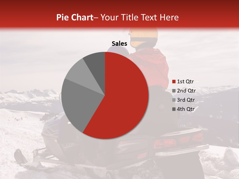 Man And Woman Riding On Snowmobile In Snowy Mountainous Terrain. PowerPoint Template