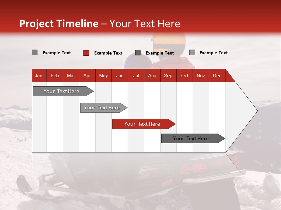 Man And Woman Riding On Snowmobile In Snowy Mountainous Terrain. PowerPoint Template