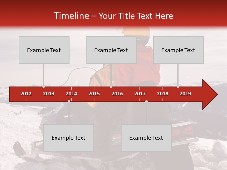 Man And Woman Riding On Snowmobile In Snowy Mountainous Terrain. PowerPoint Template