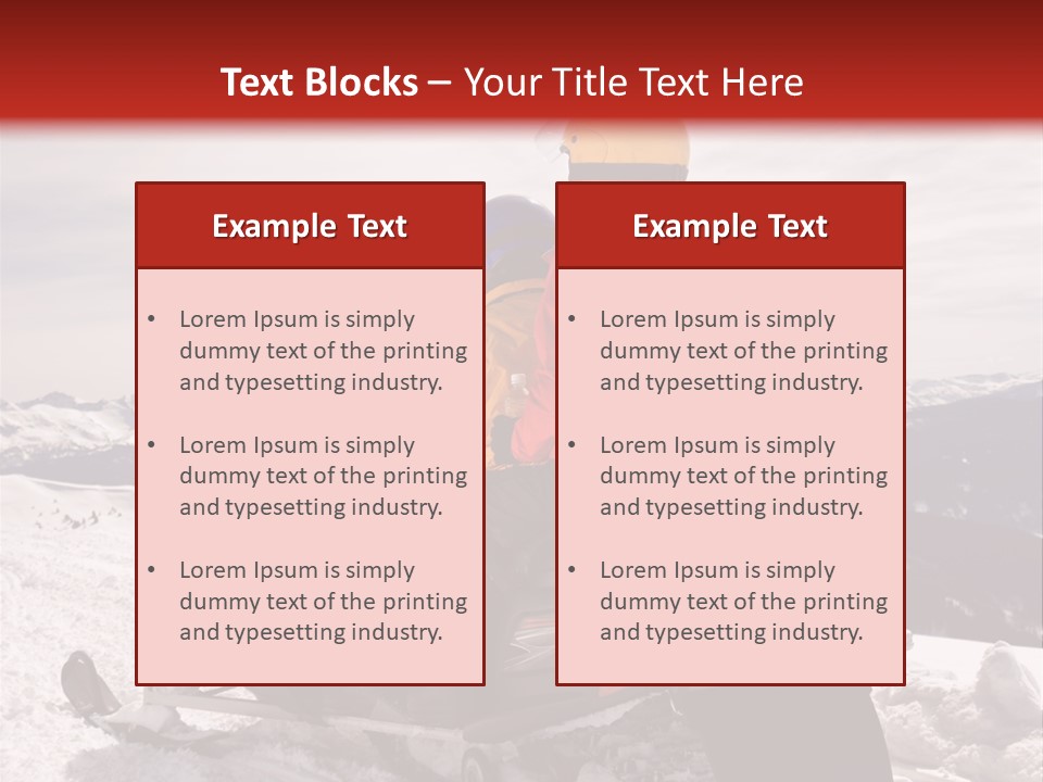 Man And Woman Riding On Snowmobile In Snowy Mountainous Terrain. PowerPoint Template