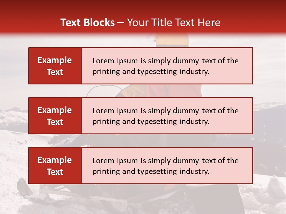 Man And Woman Riding On Snowmobile In Snowy Mountainous Terrain. PowerPoint Template