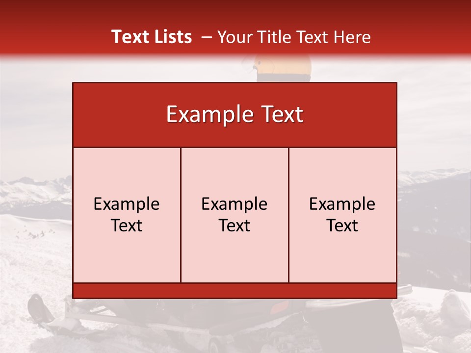 Man And Woman Riding On Snowmobile In Snowy Mountainous Terrain. PowerPoint Template