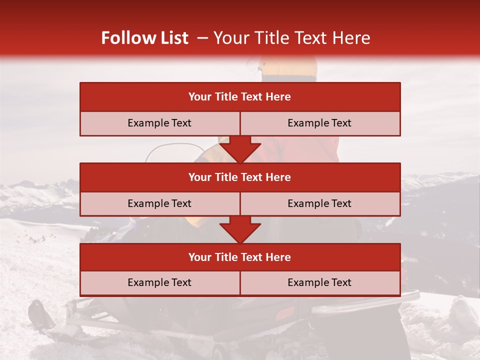 Man And Woman Riding On Snowmobile In Snowy Mountainous Terrain. PowerPoint Template