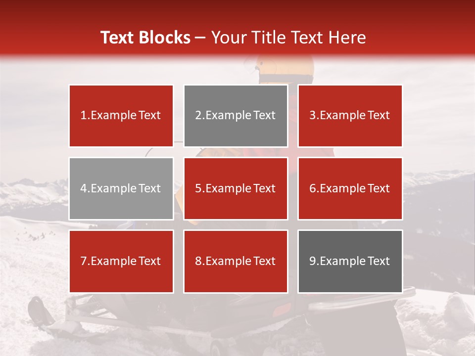 Man And Woman Riding On Snowmobile In Snowy Mountainous Terrain. PowerPoint Template