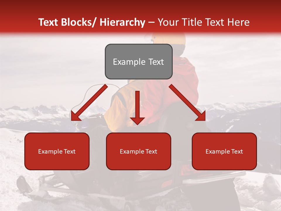 Man And Woman Riding On Snowmobile In Snowy Mountainous Terrain. PowerPoint Template